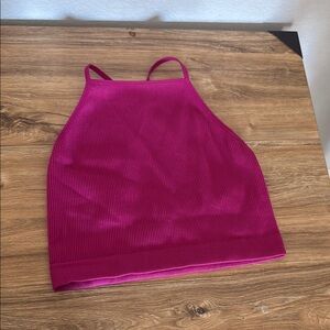 Women's Pink Ribbed Halter Top